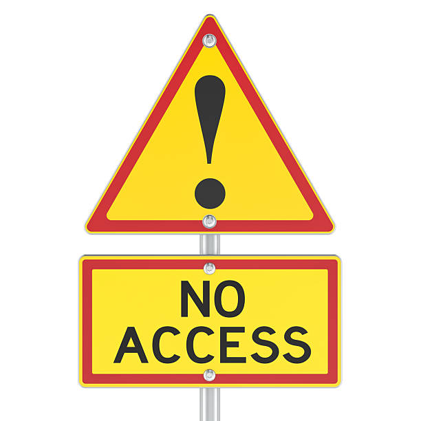 No Access, warning road sign with exclamation mark. 3D rendering isolated on white background