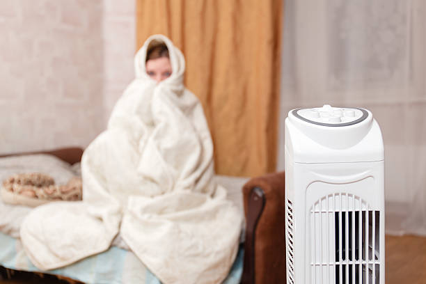 istock Woman Wrapped In Blanket Using Heater In Cold Room 2236315387