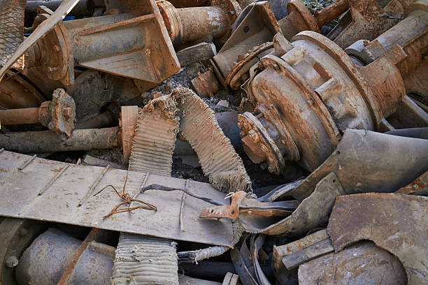 istock rusty industrial scrap metal pile stacked with discarded materials and debris 2236318992