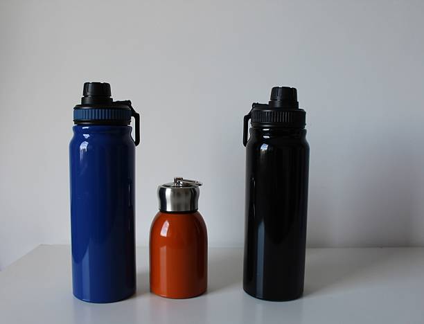 istock Composition with colorful, reusable and stainless thermal bottles 2236321464