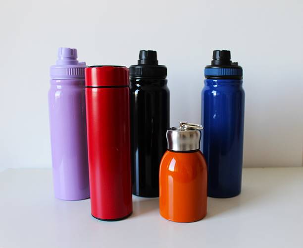 istock Composition with colorful, reusable and stainless thermal bottles 2236321477