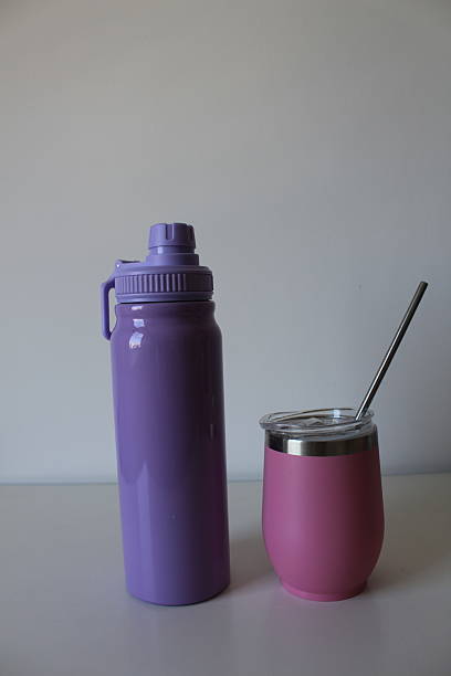 istock Composition with colorful, reusable and stainless thermal bottles 2236321516