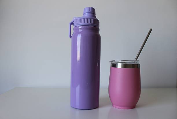 istock Composition with colorful, reusable and stainless thermal bottles 2236321524