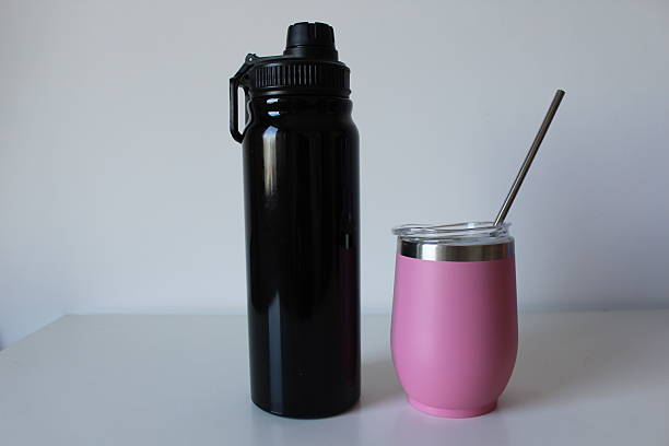 istock Composition with colorful, reusable and stainless thermal bottles 2236321597
