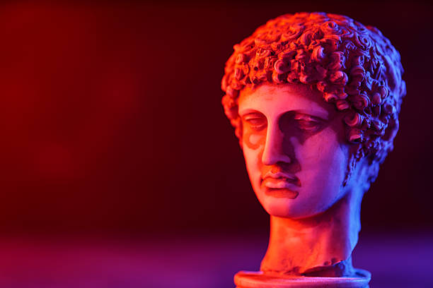 Ancient Greek Statue of Hermes with Modern Neon Glow