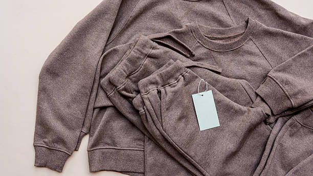 istock Cozy brown loungewear set with a blank tag on a neutral background. 2236325824