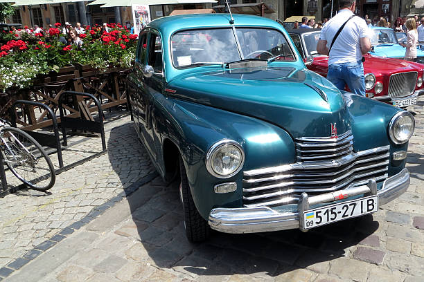 Sofia, Bulgaria - June 15, 2024: Parade of old retro cars at Spring Retro Parade in Sofia, Bulgaria, retro car Warszawa 223 (1969)