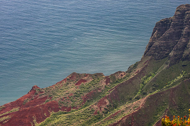 Dusk descends over Waimea Canyon volcanic cliffs.