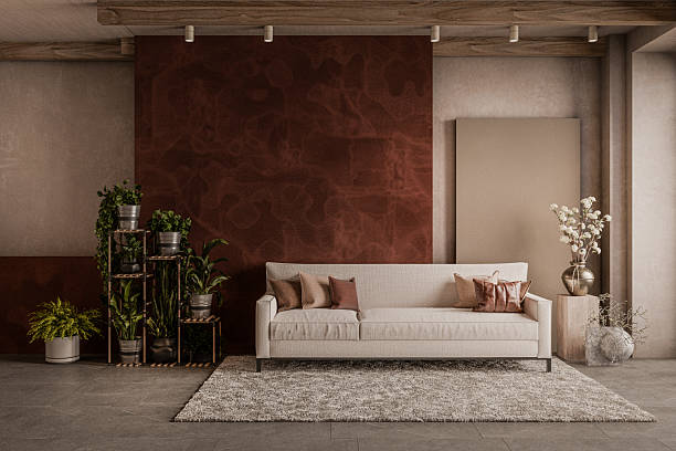 Cozy living room. 3D generated image.