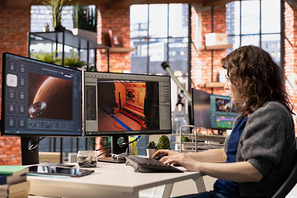 istock Young woman uses an AI powered assistant for game development 2236342655
