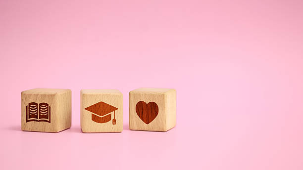 istock Education and Knowledge Blocks with Book, Graduation Cap and Heart Icon 2236346370