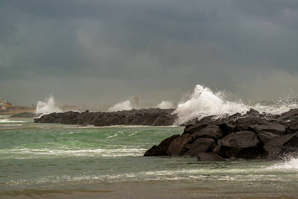 Storm day by the sea in Fiumicino, Italy, Lazio region.