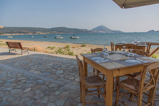 istock Modern idyllic beach restaurant with sea view 2236370910