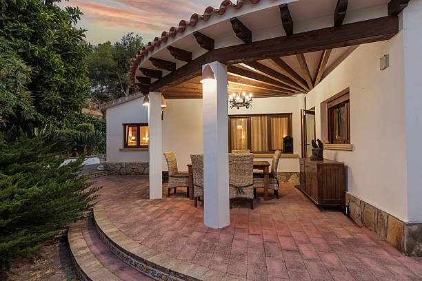 istock Evening view of the Mediterranean-style terrace 2236376722