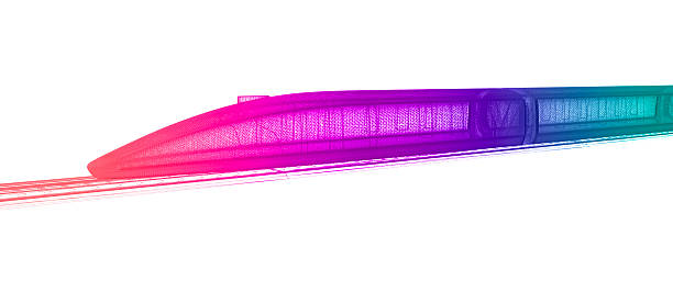 3D speed train model on white background.