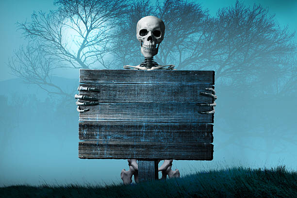 istock Skeleton Holding Wood Sign 2236389970