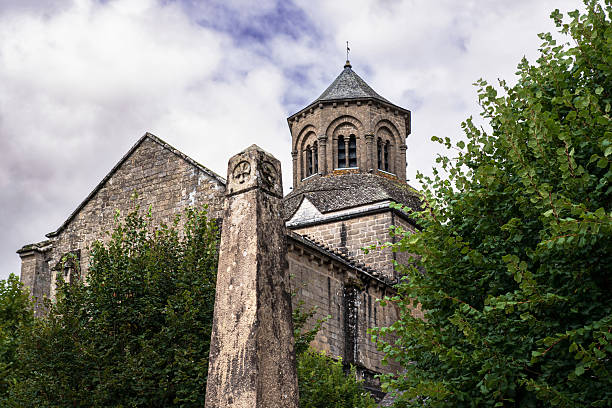 Exterior architecture of the abbey and Catholic monastery in the town of Aubazines in Corrèze, France