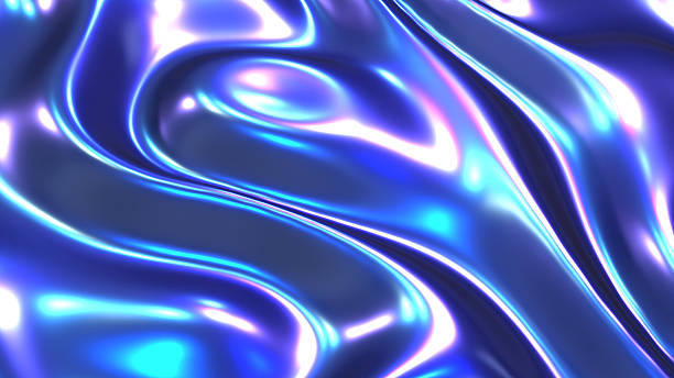 istock Purple blue chrome waves background, shiny and lustrous metal pattern texture, 2236400988