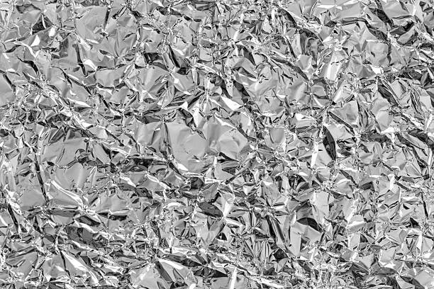 istock Shiny metal silver gray foil leaf crumpled texture background 2236401086