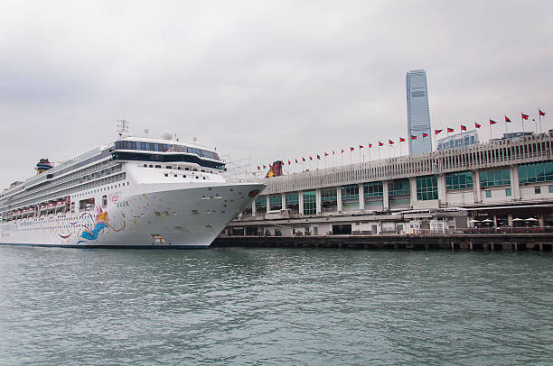 Hong Kong, China.  December 17, 2016. A large cruise ship docked in victoria harbour on Kowloon Bay in Hong Kong China.