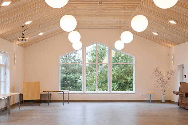 istock The community hall is bright and spacious, featuring a modern design for gatherings 2236415723