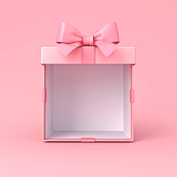 istock Blank exhibition booth pink gift box product display mock up showcase stand with pink pastel color ribbon bow isolated on light pink background minimal creative ideas conceptual 3D rendering 2236417455