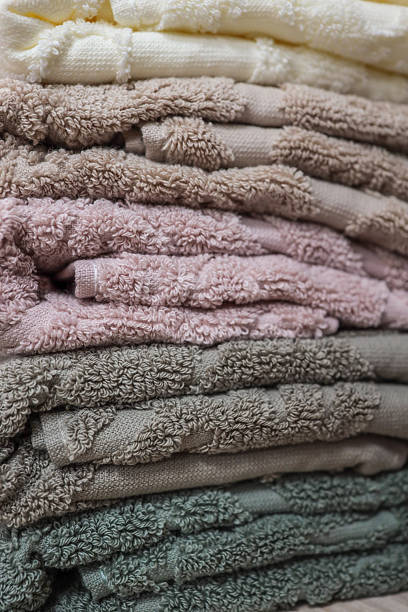 istock Stack of colorful, textured bath towels 2236420314