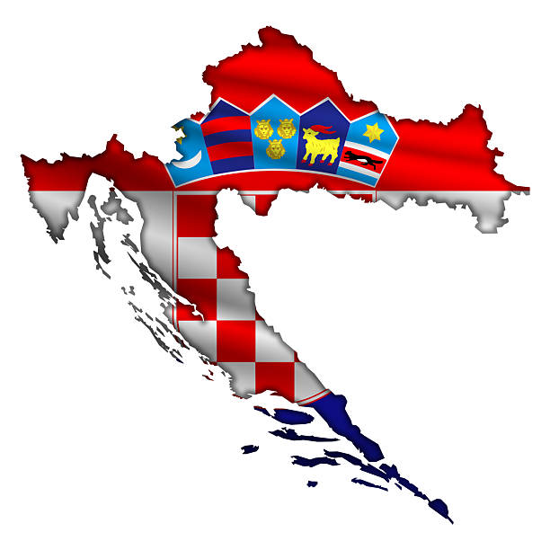 Flying abstract flag Croatia in the form of a map