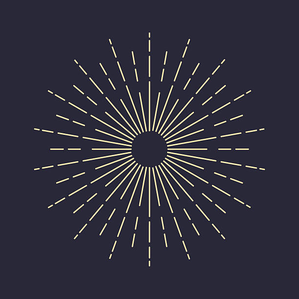 An icon of the sun, sun rays on a dark background. Suns and sun rays in vintage style. Starburst, fireworks, logo. Vector EPS 10.