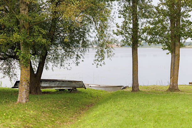 View of a fishing boat by the lake Uluabat, Bursa.