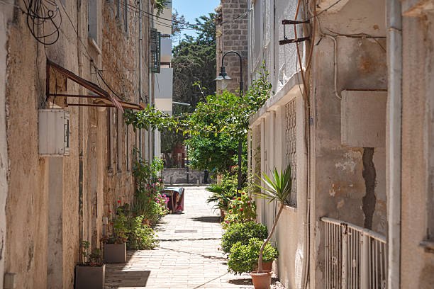 istock Potted greenery lining narrow passage between aged stone structures in historic Famagusta, Cyprus 2236434599