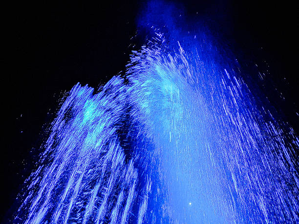 Artesian fountain with various colored lights in Romania