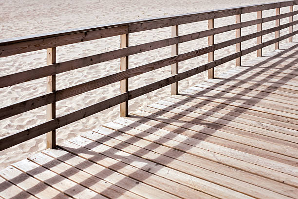 Wooden boardwalk over sand dunes at the coast of island Sylt, German North Sea Region