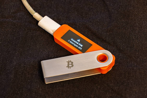 istock Close-up of hardware wallet with invalid PIN message 2236447480