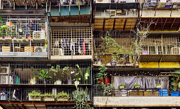 Old dormitory near Dong Xuan market, an old corner of Hanoi with apartments built during the French colonial period