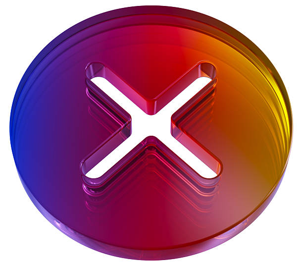 3d rejection icon. Cancel cross or delete sign. Forbidden x symbol. Red 3d cancel icon. Error cross button, close element. Wrong answer sign. colorful infinity with glass effect shaped, isolated on white background