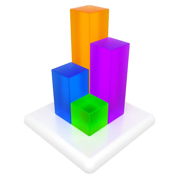 Colorful cube graphics with marked parts on a white background, Illustration for infographics or presentation of results, Visualization for markets and statistics - 3d illustration