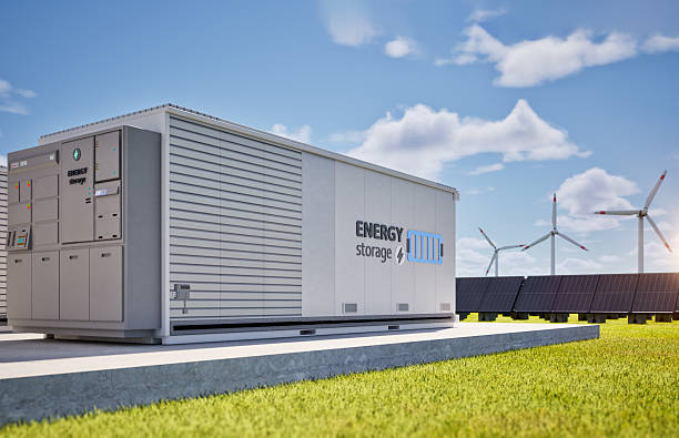 istock Energy storage system or battery container unit with solar panels for smart city 2236489811