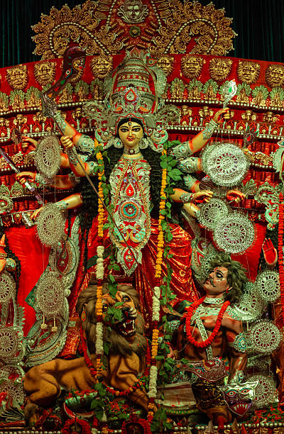 istock Idol of goddess durga in pandal during navrati 2236521866