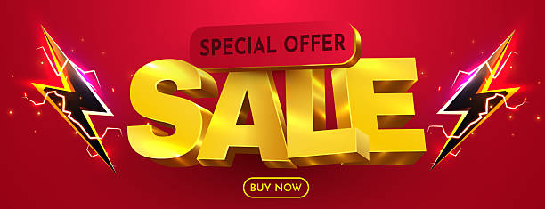 istock Special offer flash sale banner with thunderbolt. 3d SALE poster. 2236523803