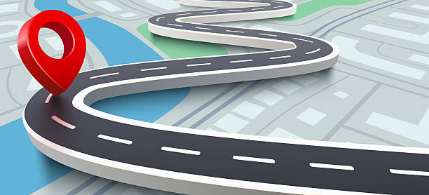 istock Road map with 3d location pin icon symbol or gps travel route navigation markers and transportation place pointer. 2236524026