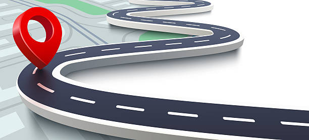 istock Road map with 3d location pin icon symbol or gps travel route navigation markers and transportation place pointer. 2236524045