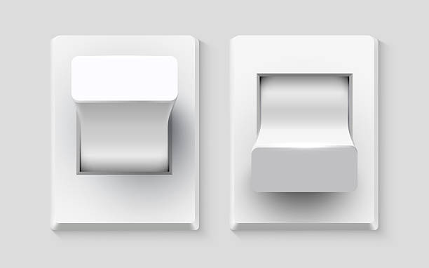 istock Set of realistic toggle switches in on and off positions. Plastic button. 2236524297