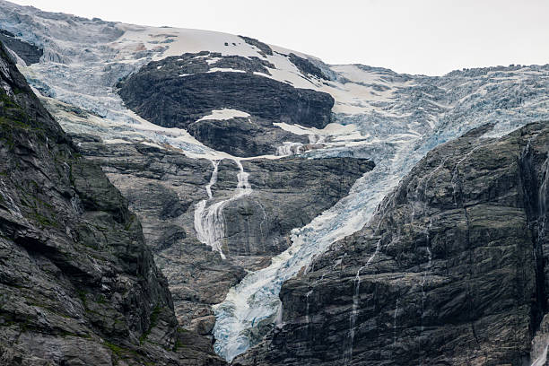 View of Kjenndalsbreen glacier next to Lovatnet lake (Norway)