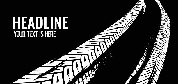 istock Black grunge tire skid marks background with textured tread design 2236530664