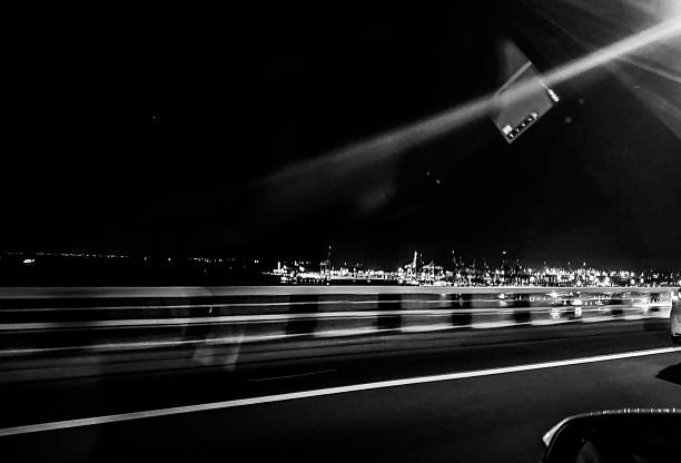 Driving through a highway in Tokyo at night.