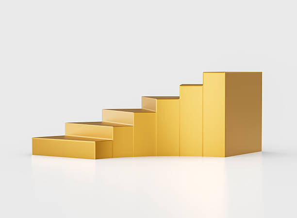 istock Golden staircase with curved design for architectural concepts and creative displays. 3d illustration 2236547591
