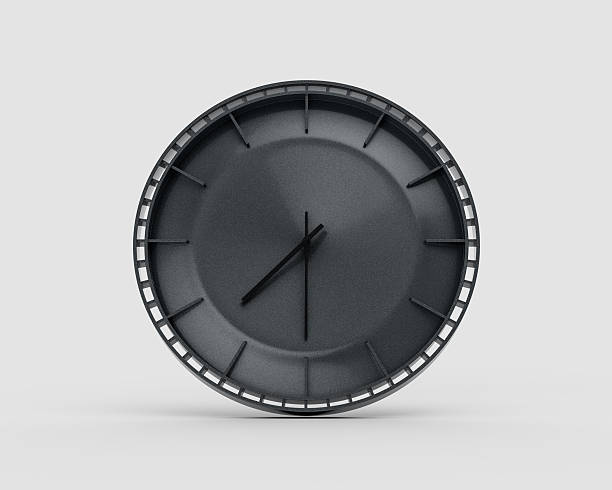 istock A Modern Charcoal Black Wall Clock 7:30 Seven Thirty 07:30 For Modern Interiors 3D Illustration 2236547635