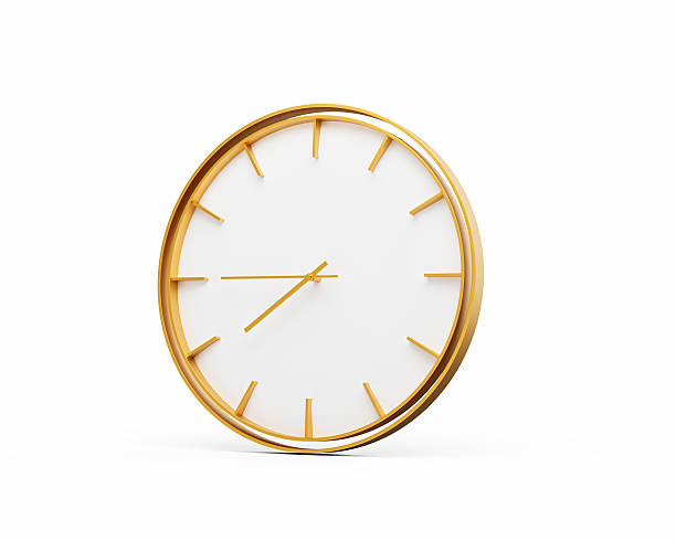 istock Minimalistic Golden Frame Wall Clock 07:45 Seven Forty Five 7:45 For Modern Interior 3D Illustration 2236547656