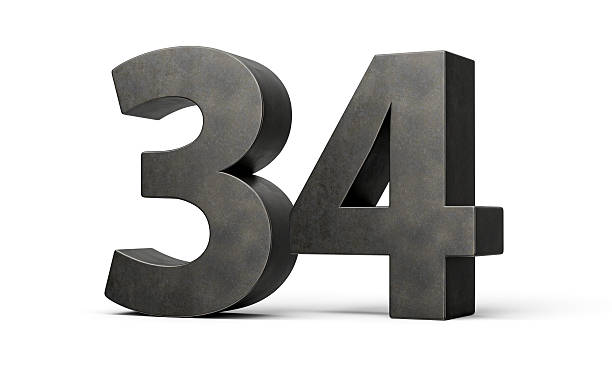 istock Number Thirty four 34 Digit Made Of Gray Smooth Cast Iron Isolated On White Background 3d Illustration 2236548105
